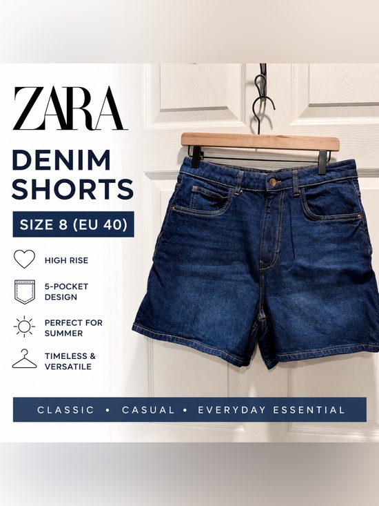 Zara Pants - Zara Denim Shorts Size 8 Medium Wash High Rise Jean Shorts Classic Casual